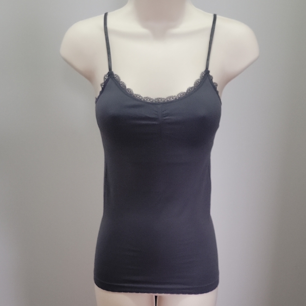 Victorias Secret Body By Victoria Lace Trim Cami Bra Top Tank - Dark Grey Sz XS